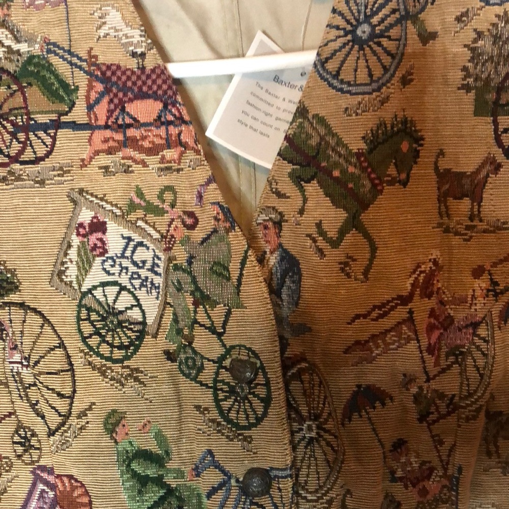 Woman’s spring Easter Baxter & wells Y2k fall preppy old stock Carousel Vest - Picture 4 of 10